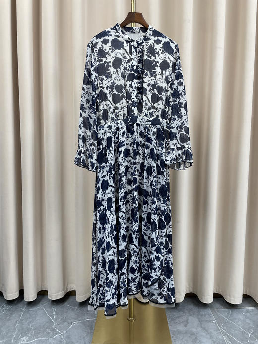 「断码清仓」法式复古碎花立领文艺气质印花裙 L码 ZFYY186 商品图0