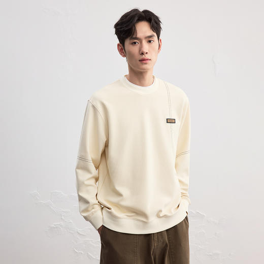 GXG男装【肌理质感】25秋季简约百搭运动宽松休闲男式圆领卫衣K&C 商品图8