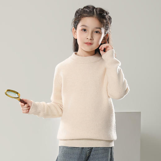 老米优品🎈100%澳洲进口羊毛！品牌代工！双股加厚可亲子。100-170码《儿童百搭套头羊毛衫》15个色！软糯亲肤，毛感丰盈！男女童纯色简约保暖毛衣 商品图7