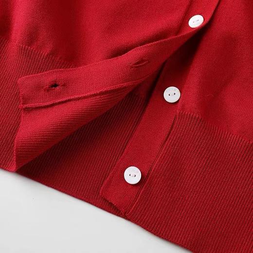 D121586法式红色设计感翻领针织开衫女2025新款新年软糯毛衣上衣 商品图13