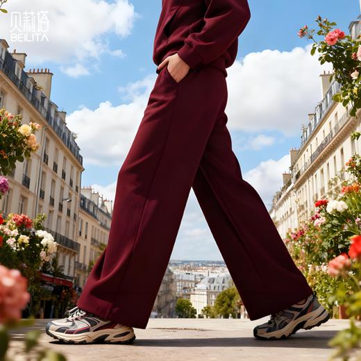 贝莉塔加厚加绒空气层宽松直筒裤BLT5221女运动长裤 商品图4