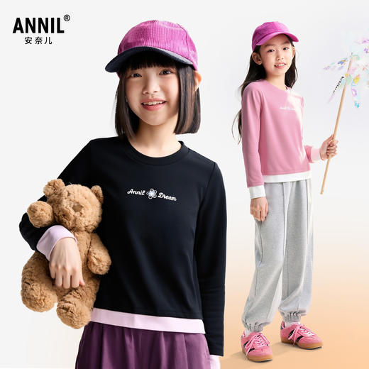 女童圆领长袖针织衫秋季新款安奈儿童装EG531521 商品图0