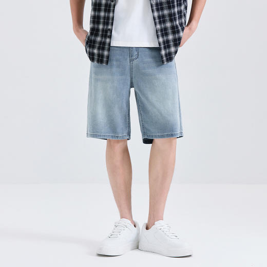 GXG男装【莱赛尔】25夏季舒适松紧腰牛仔休闲男式五分短裤K&C 商品图4