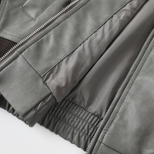 GXG男装25秋季时尚撞色领口简约百搭日常通勤男式翻领PU夹克K&C 商品图13