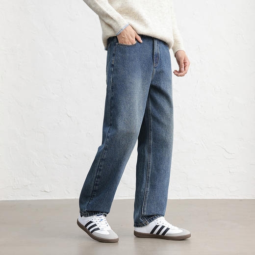 GXG男装25秋季简约复古舒适有型日常通勤直筒休闲男式牛仔长裤子K&C 商品图3