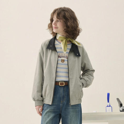 谜底双面穿外套长袖2026春新品立领简约休闲工装夹克女265MW5032 商品图3