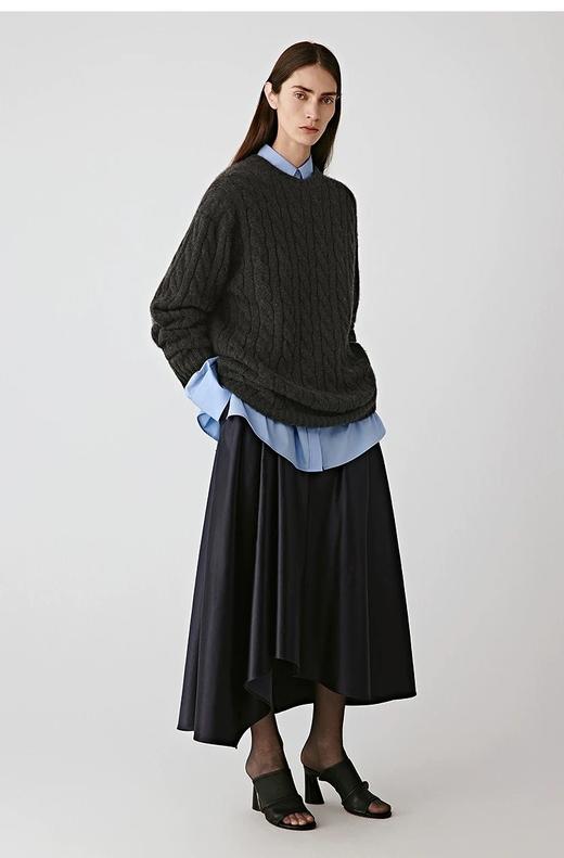 一店z 【秀场同款】含绵羊毛&羊驼毛！小禾立体绞花羊毛混纺简约针织毛衣 商品图7