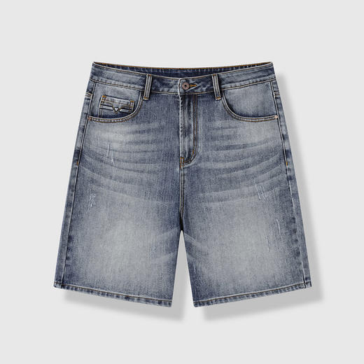 GXG男装25夏季时尚猫须休闲百搭薄款直筒男式牛仔五分短裤K&C 商品图4