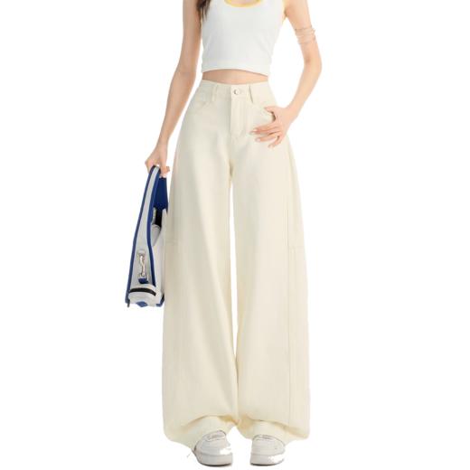 【加绒加厚】罗蒙牛仔裤秋冬款女士纯棉阔腿裤子百搭时尚休闲裤子 商品图6