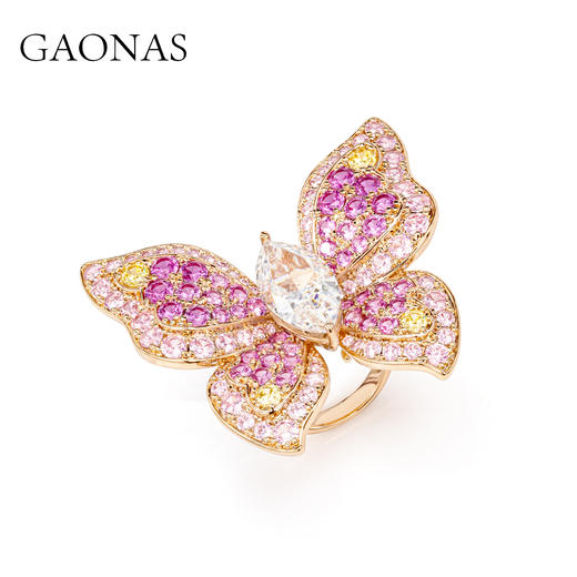 GAONAS  粉蝶仙 时尚粉色蝴蝶开口戒指11732JP 商品图1