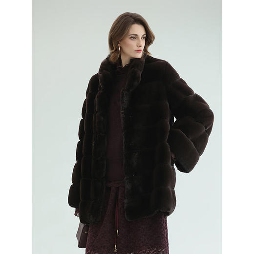 COCOBELLA高奢仿紫貂毛环保皮草外套女冬丰盈御寒长款大衣FU0006 商品图2