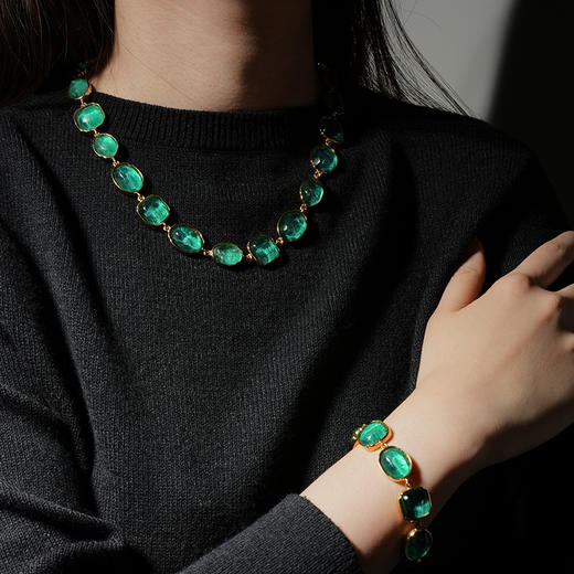 北京仓｜Goossens Paris-CABOCHONS-绿色 岩石水晶 项链［法国设计师］ 商品图5