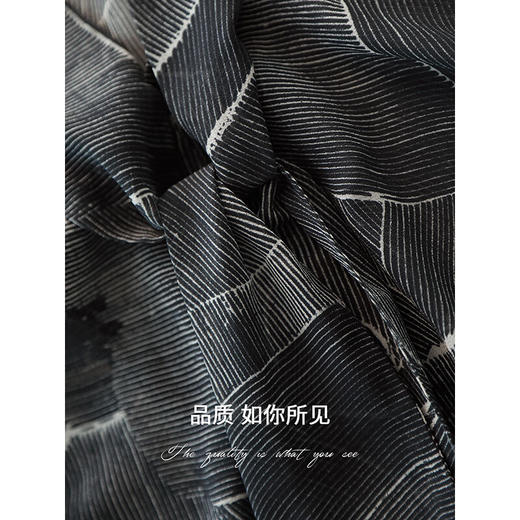 COCOBELLA大理石纹印花飘带长袖衬衫女早秋仿真丝通勤衬衣SR0056 商品图3