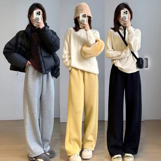 Beau Muse小暖炉加绒加厚休闲卫裤 脚口抽绳版/小个子束脚版 商品图0