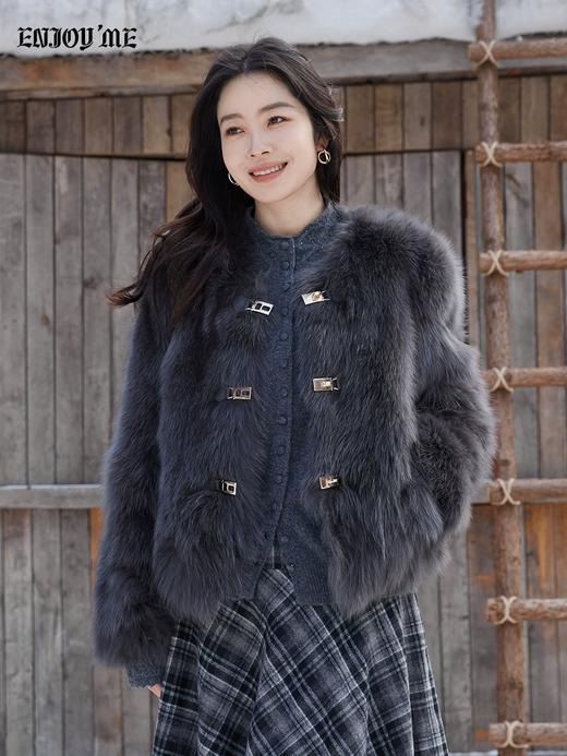 【门店同款】ENJOY冬季“暖冬软糖”首尔月光排扣狐狸毛皮草 168143321 商品图4