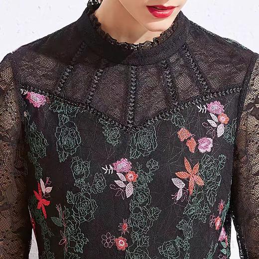 「断码清仓」秋冬款蕾丝镂空重工刺绣连衣裙 L码 ZFYY209 商品图2