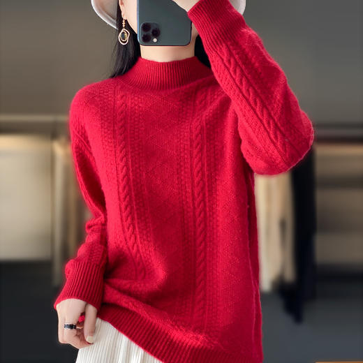 【清河羊毛羊绒专场】鹿展Z850 女士高领羊毛衫  商品图0