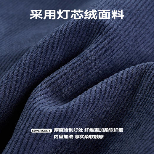 NPC潮牌复古灯芯绒连帽刺绣卫衣半开襟秋冬加绒上衣NP3AST37 商品图4