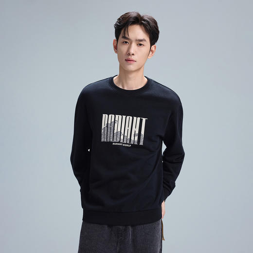 GXG男装【100%棉】25秋季简约休闲度假风海浪宽松情侣款圆领卫衣K&C 商品图3