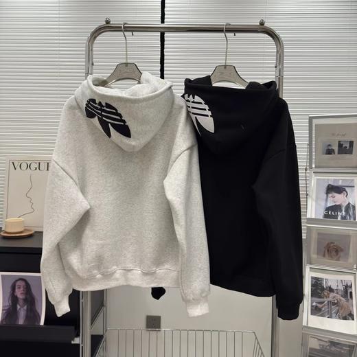 D121599冬季新款高版字母刺绣贴布男女同款加绒连帽卫衣 商品图2