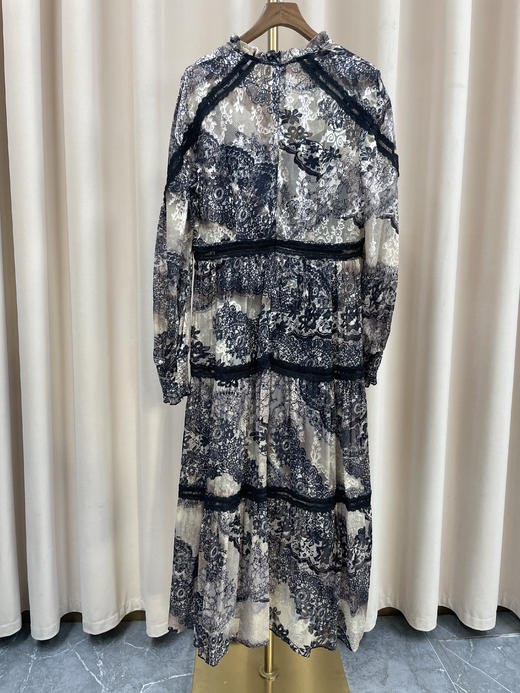 「断码清仓」法式黑白蕾丝拼接镂空系带裙 L码 ZFYY185 商品图2