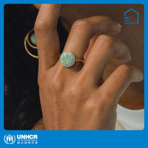 心艺手作：湖水青“努苏姆”戒指 Puffy Gold Ring in Teal 商品图0