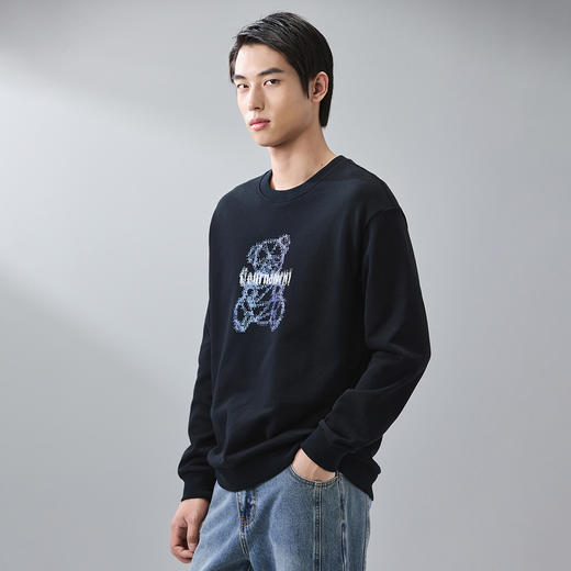 GXG男装【像素熊】25春季卡通图案情侣款舒适纯棉休闲圆领卫衣K&C 商品图1