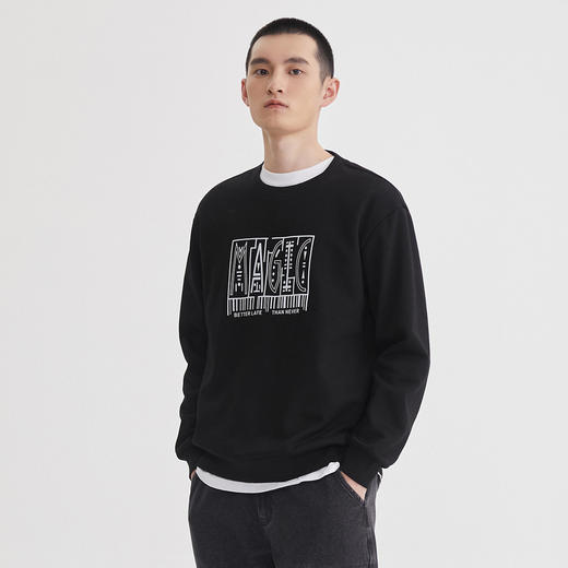 GXG男装冬季潮流时尚图案印花男士加绒保暖圆领卫衣K&C 商品图1