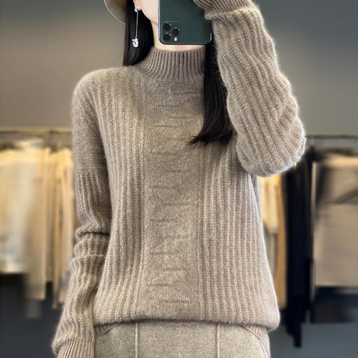 【清河羊毛羊绒专场】鹿展Z017 女士半高领羊毛衫 商品图4