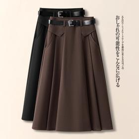 【柔软亲肤质感❗️适合各种腿型】咖色2025年秋冬新款高腰A字半身裙显瘦百搭黑色赫本风中长伞裙。jb