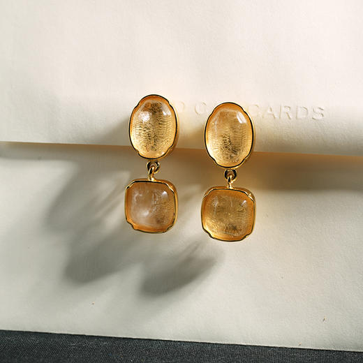 北京仓｜Goossens Paris-CABOCHONS-香槟色 岩石水晶 耳夹［法国设计师］ 商品图1