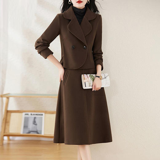 丁摩毛呢外套半身裙两件套女2025新款高级感时尚气质洋气穿搭套装ALW8270 商品图3