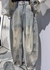 （不含配件）ZC纽扣腰脏脏加绒牛仔弯刀阔腿裤51108冬季065354330091 商品缩略图0