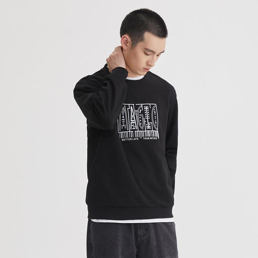 GXG男装冬季潮流时尚图案印花男士加绒保暖圆领卫衣K&C 商品图2