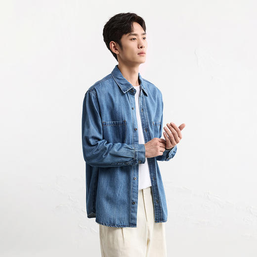 GXG男装25秋季经典百搭潮流复古简约翻领短款男式牛仔夹克上衣K&C 商品图1