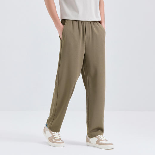 GXG男装25夏季时尚松紧腰系绳纯色百搭垂顺轻薄男式直筒休闲裤K&C 商品图7