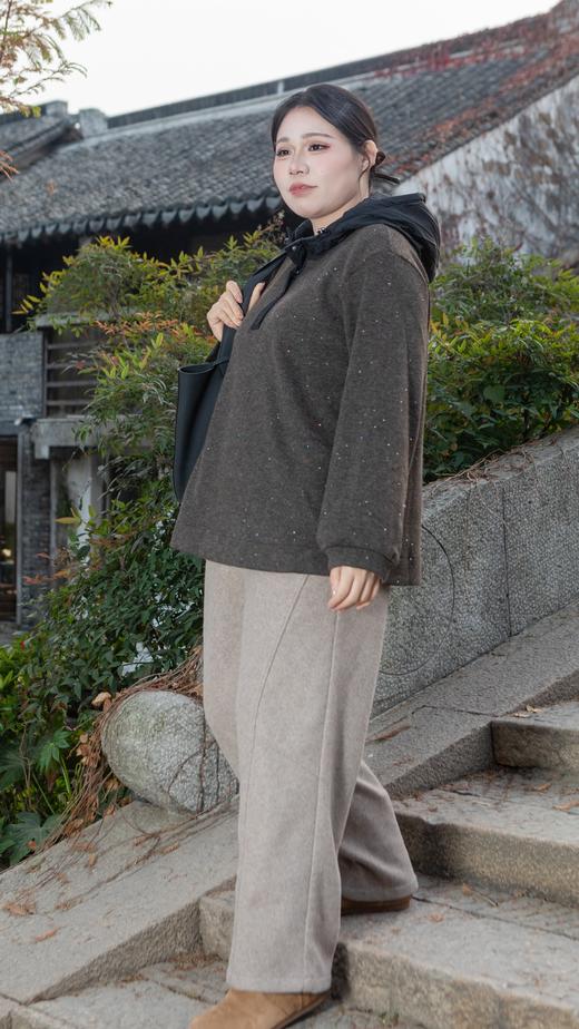 一周发货【满天星羊毛混纺卫衣】加绒连帽亮片，可机洗，亮片手工缝纫固定不易掉，简约款式，保暖细密短绒，慵懒百搭，宽松加厚，长袖套头款，穿脱方便，面料:5%羊毛12%锦纶12%晴纶3%氨纶68%聚酯纤维 商品图7