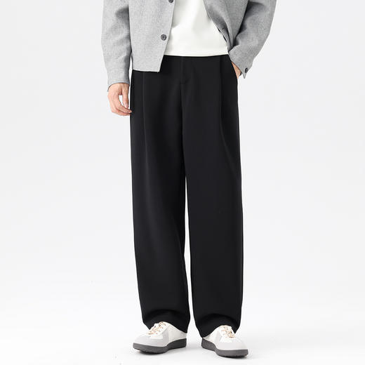 GXG男装25秋季时尚舒适弹力半松紧腰商务通勤西裤男式直筒休闲裤K&C 商品图1