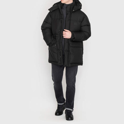 EMPORIO ARMANI 阿玛尼 男士徽标贴片绗缝连帽羽绒服 黑色 EM003419 AF18231 UC001 商品图3