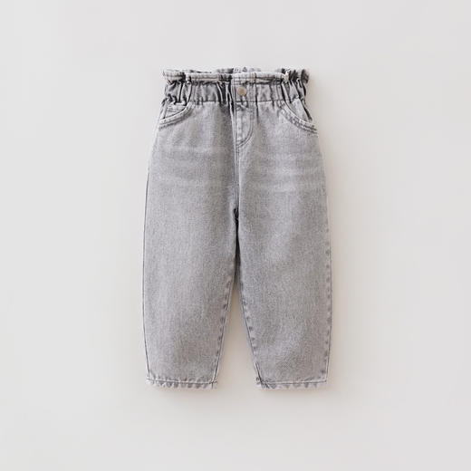 马克珍妮简约牛仔女童花边腰百搭萝卜裤 宝宝裤子春装新款560093 商品图2