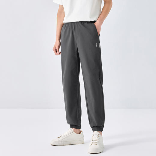 GXG男装25夏季时尚撞色抽绳舒适松紧腰简约百搭男式束脚长裤K&C 商品图4