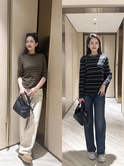 【60支扬子纱羊毛衫】撞色廓形，百搭时尚，宽松显瘦，高级复古的配色！无标发货WD 商品图0