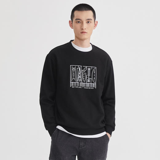 GXG男装冬季潮流时尚图案印花男士加绒保暖圆领卫衣K&C 商品图3