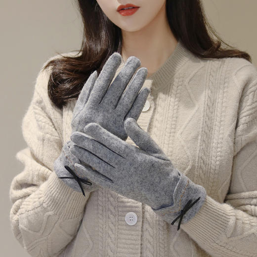 雀说羊毛手套女士秋冬季防风防寒加绒保暖户外运动开车可触屏分指手套ALWST5007-5010 商品图2