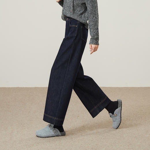 【厚绒-九分阔腿裤】逸阳冬加绒加厚保暖宽松显瘦小个子牛仔裤8344 商品图10