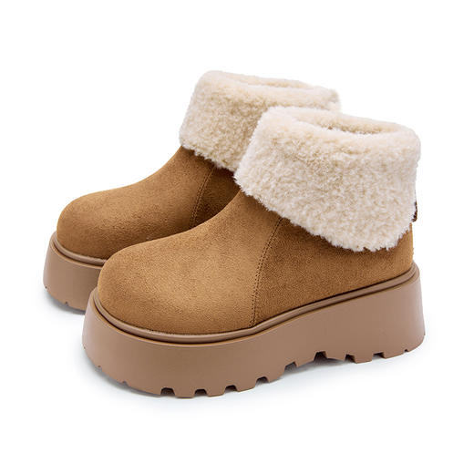 西遇厚底雪地靴女冬季新款小个子毛毛靴加绒保暖增高短靴V2457346 商品图4