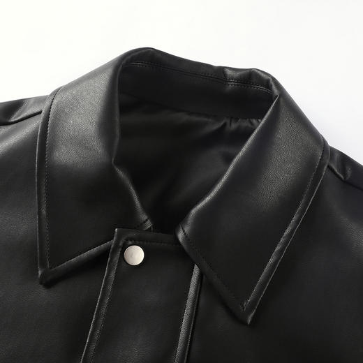 GXG男装25秋季经典简约百搭pu皮夹克防风休闲易打理男式翻领外套K&C 商品图7