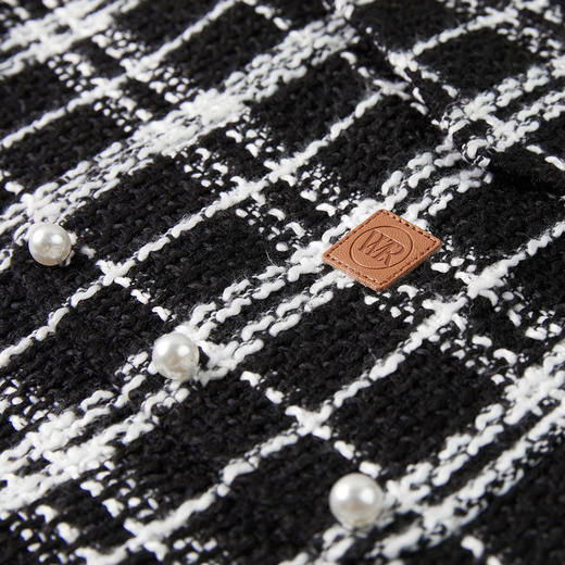 NPC潮牌复古粗花呢黑白格纹小香风翻领短款外套夹克男士NP38TJ46 商品图2