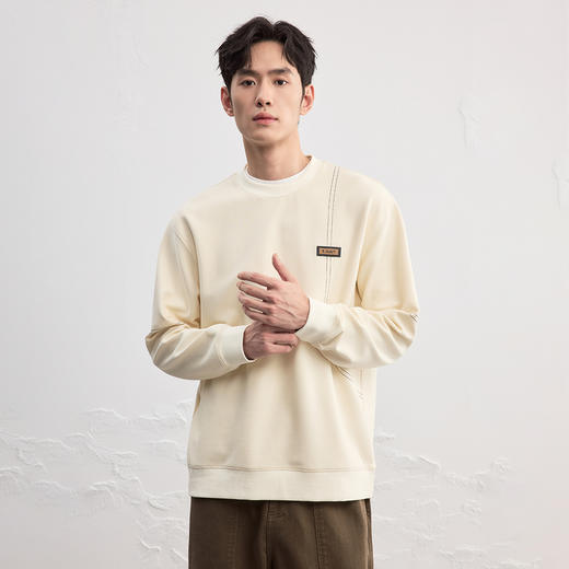 GXG男装【肌理质感】25秋季简约百搭运动宽松休闲男式圆领卫衣K&C 商品图9