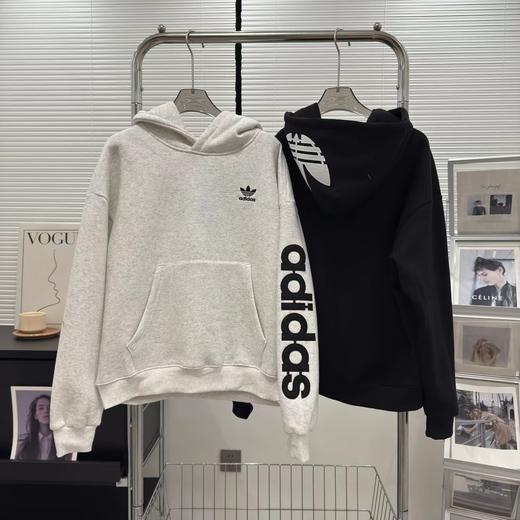 D121599冬季新款高版字母刺绣贴布男女同款加绒连帽卫衣 商品图1